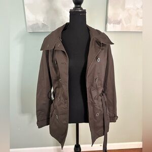 ESPIRT BROWN BUTTON DOWN TIE WAIST JACKET